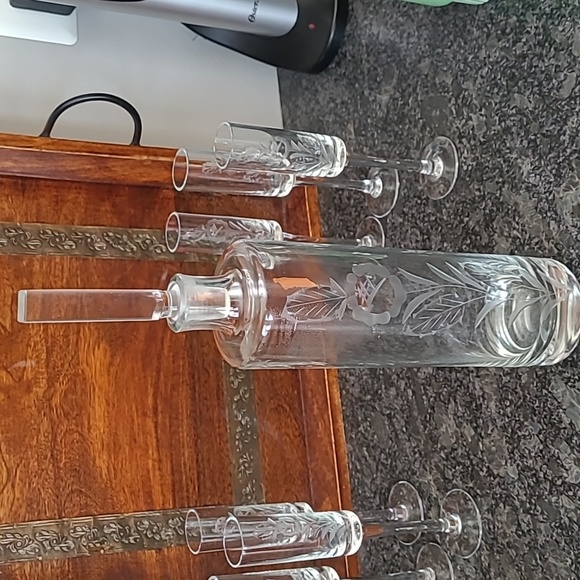 Vintage Javit Handcut Crystal Cordial Decanter with 6 Glasses - Picture 5 of 16